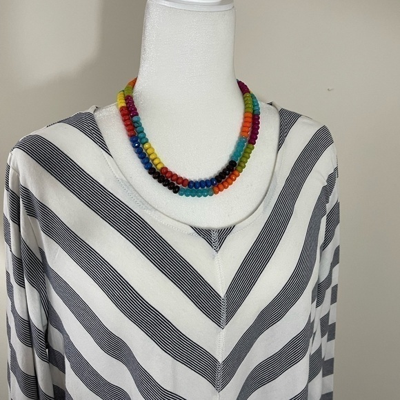 C. J.  Banks sz. 1X knit tunic in blue and white stripe   Long sleeves - Picture 2 of 12